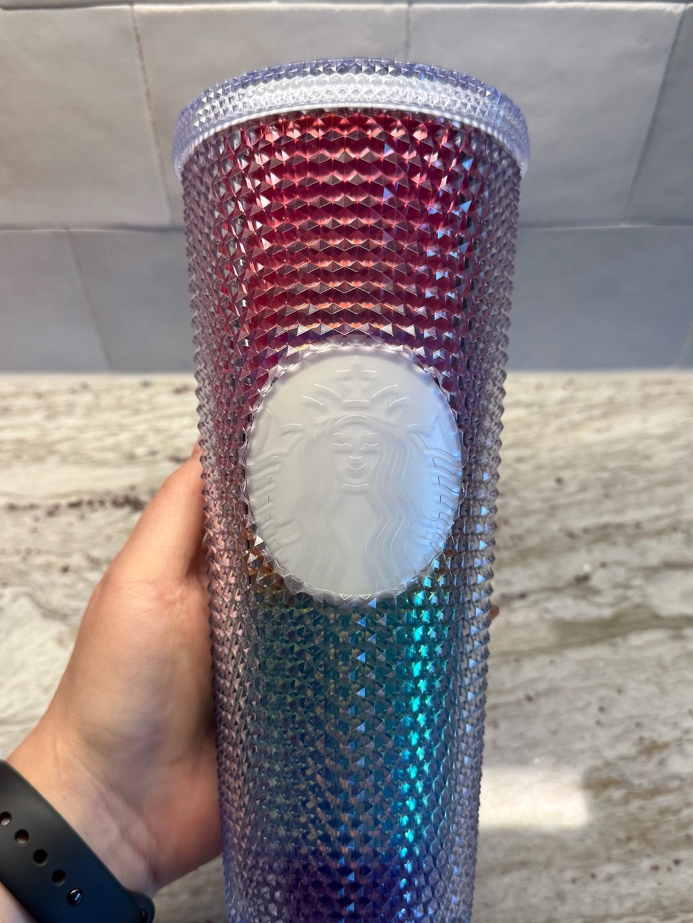 Starbucks Purple to Teal Iridescent Studded Tumbler